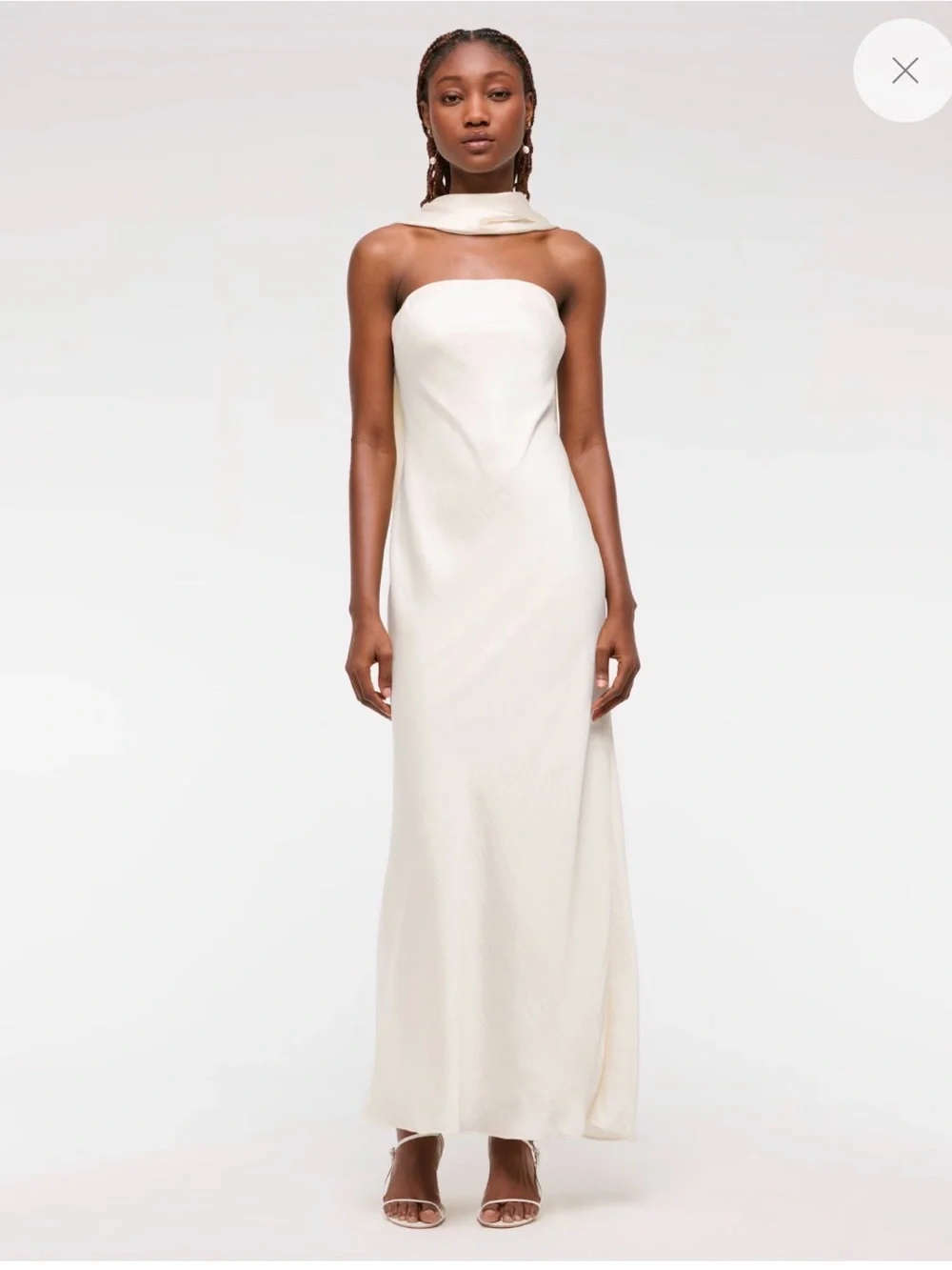 Abercrombie & Fitch Julia Slip Strapless Maxi Dress with Neck Scarf - Ivory